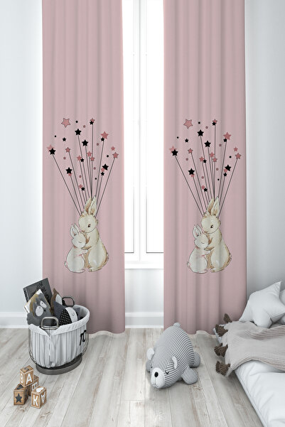 BAMBAŞKA MODA ДИТЯЧА КІМНАТА З МИЛИМ ЗАЙЧИКОМ 2-СКРИННИЙ ФОНОВИЙ ШТОРИ YBP-8168