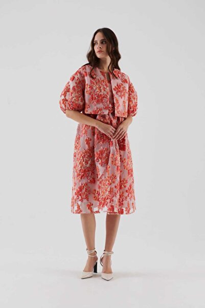 Roman Çiçek Desenli Kısa Ceket Standart Renk K2316070_089