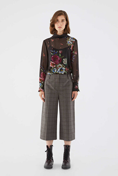 Roman Kısa Paça Ekoseli Kadın Pantolon Standart Renk K2112048_089