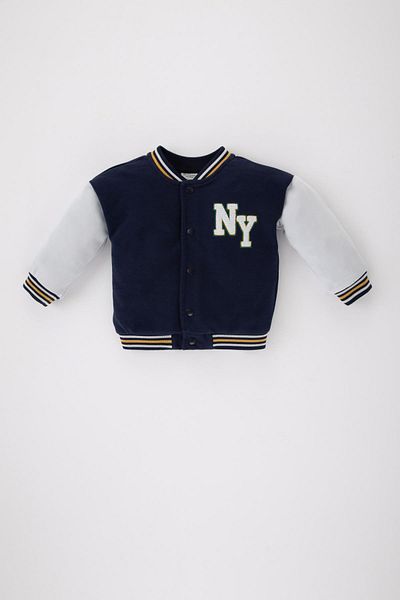 DeFacto Baby Boy Bomber Cardigan - College Collar, Back Print, Snap Closure B8542A524Sp