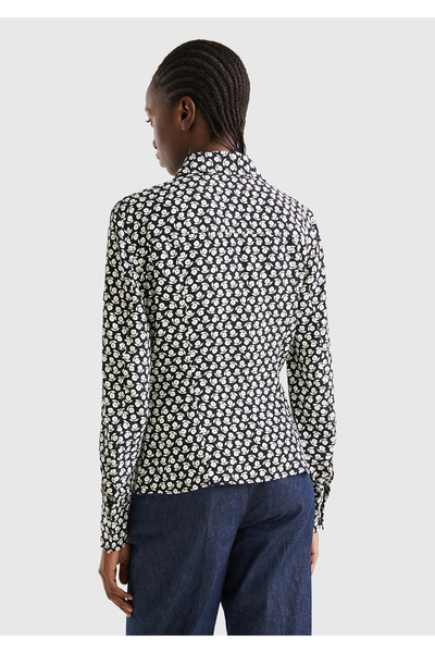 United Colors of Benetton Γυναικείο παχύρρευστο πουκάμισο Navy Blue με λουλουδάτο σχέδιο