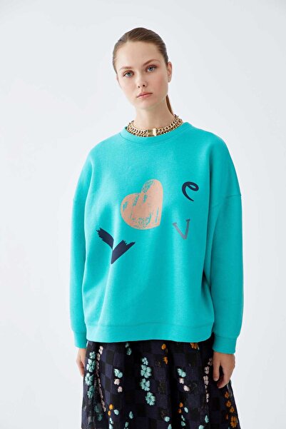 Roman Uzun Kollu Baskılı Kadın Sweatshırt Standart Renk K2254105_089