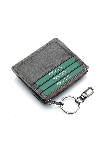 Westpolo Πράσινη θήκη για κάρτες Unisex - Γνήσιο δέρμα, με μπρελόκ, θήκη για κάρτες TRY114