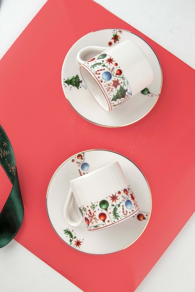 Bursa Porselen Dekor Magical winter iki kişilik kahve fincan takımı