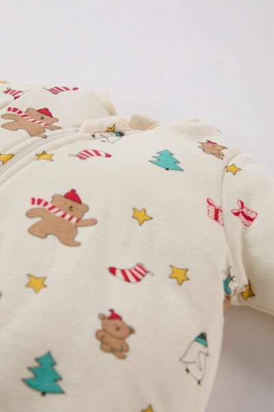 DeFacto 2.5 Tog New Year's Themed Baby Boy Sleeping Bag - Zip-Up, Long Sleeve, Combed Cotton D6506A524Wn