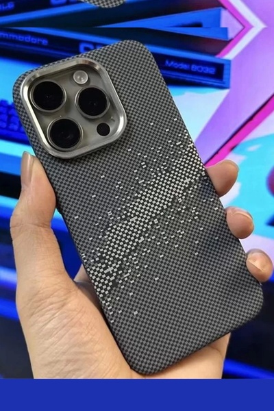 Lopard 16 Pro Karbon Fiber Metal Kamera Korumalı Kılıf Ince Sert Magsafe Arka Kapak Koruma Siyah Mor Kahve