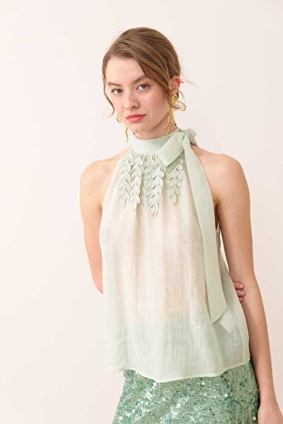 Roman Nakışlı Bluz Su Yeşili Y2413020_235