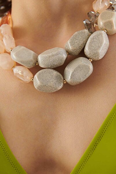 Roman Taş Aksesuarlı Kolye Standart Renk Y2286201_089