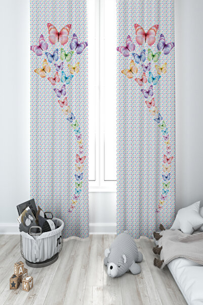 BAMBAŞKA MODA ДИТЯЧА ТА ДИТЯЧА КІМНАТА Штора з 2-ма полотнами з малюнком мете...