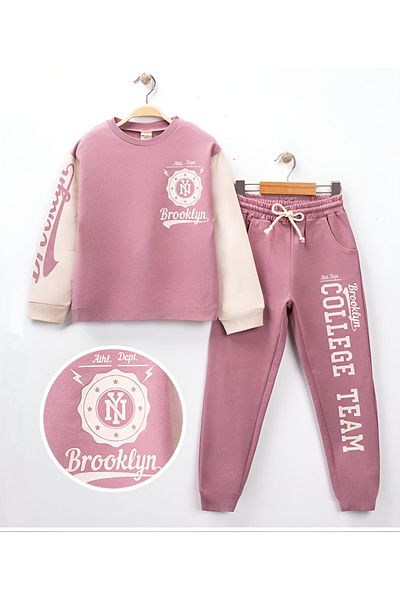 Via Σετ φόρμας Çaren Kids Unisex 2 τεμαχίων - με λεπτομέρεια εκτύπωσης και χωρίς σχάρδο
