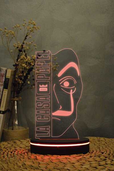 Yubi Design La Casa De Papel - 3 Boyutlu 16 Renk Dekoratif Gece Lambası 3d