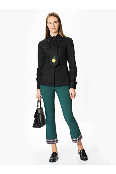 Roman Ananas Figürlü Kadın Gömlek Siyah K1813175_001