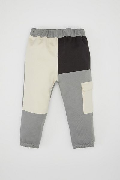 DeFacto 2-Piece Set for Baby Boy - Hooded, Printed Kangaroo Pocket and Elastic Jogger Sweatpants