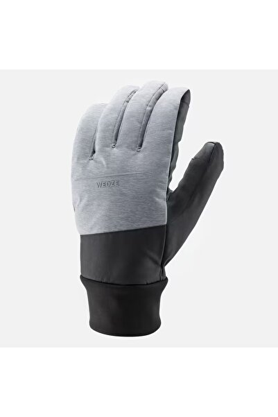 Decathlon قفازات تزلج للبالغين - 100 موديل، لؤلؤي رمادي/أسود