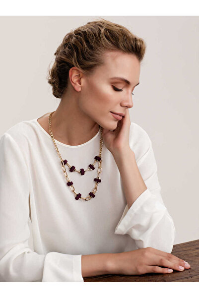 Roman Halka Detaylı Kalın Zincir Kadın Kolye Standart Renk K2289631_089