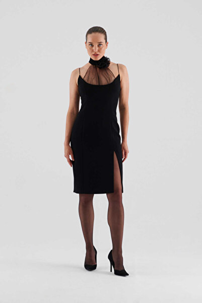 Roman Yırtmaçlı Abiye Elbise Siyah K2311533_001