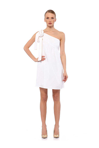 Roman Tek Omuz Mini Elbise Beyaz Y1321069_002