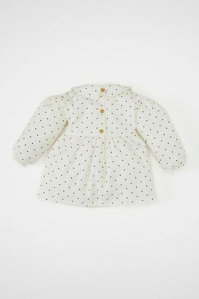 DeFacto Baby Girl Wide Collar Polka Dot Long Sleeve Twill Dress D2544A524Au