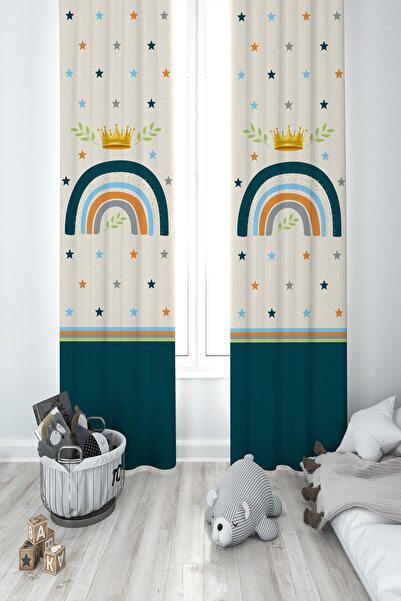 BAMBAŞKA MODA ДИТЯЧА ТА ДИТЯЧА КІМНАТА Двохкрила штора з візерунком веселки Y...