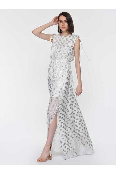 Roman Puantiyeli Uzun Gece Elbisesi Standart Renk Y1911319_089