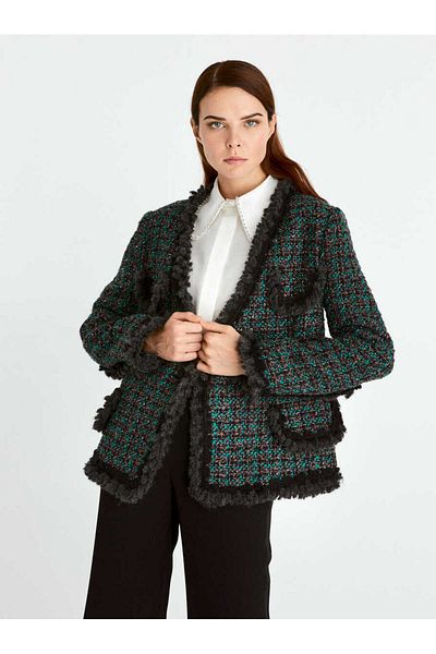 Roman Colorful Women's Jacket with Pocket Detail and Tassels Standard Color K1916011_089