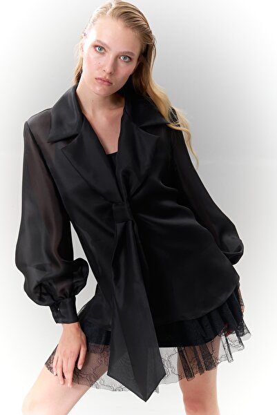 Roman Erkek Yaka İpek Organze Gömlek Siyah K2513036_001