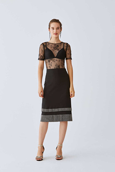 Roman Etek Ucu Detaylı Etek Siyah K2015098_001