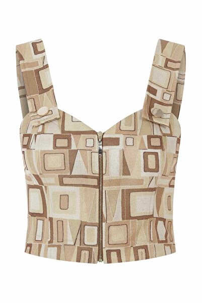 Roman Fermuarlı Büstiyer Kahve Y2214016_005