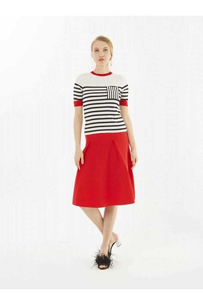 Roman Pleated Knitwear Skirt Red Y1871008_006