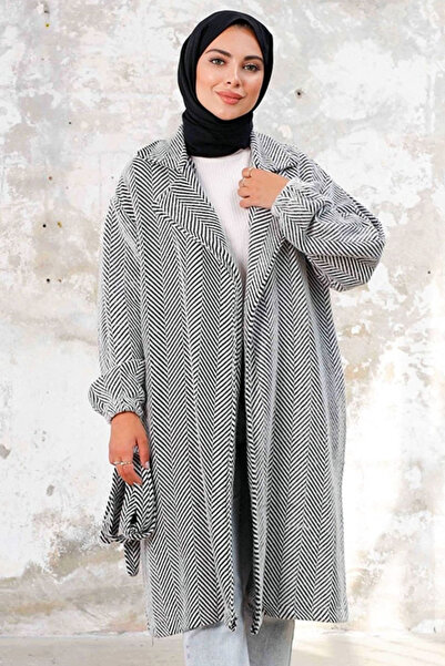 Naliru Ucu Lastikli Geniş Kesim Uzun Kollu Balıksırtı Dokuma Oversize Kuşaklı...