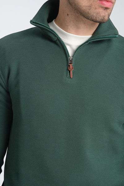 Frappoli Φούτερ Unisex Regular Fit Βαμβακερό κυψελωτό πλεκτό με μισό φερμουάρ με γιακά