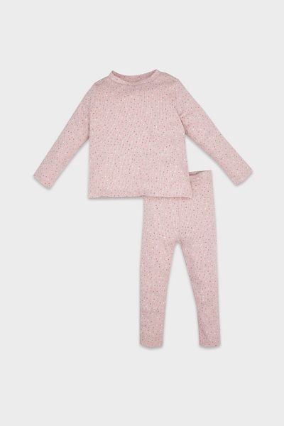 DeFacto Baby Girl Pajama Set - Polka Dot Ribbed Camisole, Crew Neck, Long Sleeve, Top and Bottom Set D3631A524Wn
