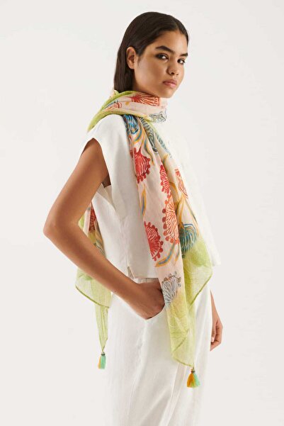 Roman Çok Renkli Desenli Kadın Şal Standart Renk Y2284104_089