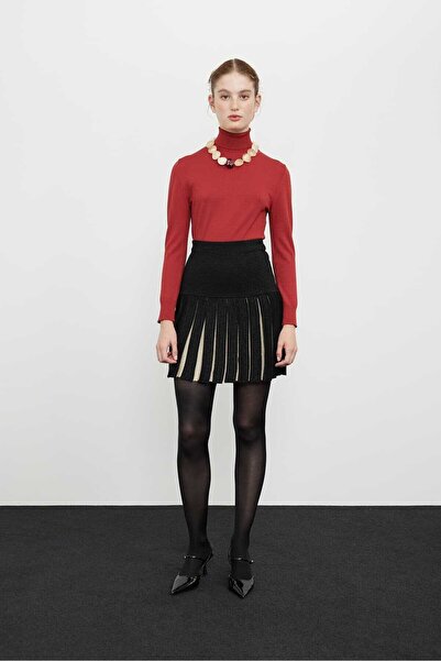 Roman Piliseli Triko Mini Etek Standart Renk K2371093_089