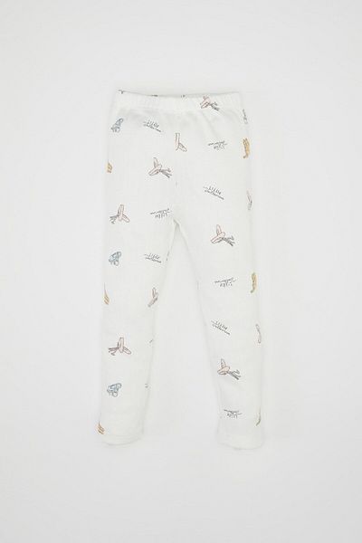 DeFacto Baby Girl Pajamas Set with Ballerina Print - Ribbed Camisole, Long Sleeve, Top Elastic Waist