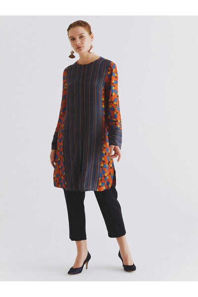 Roman Yırtmaçlı Desenli Tunik Standart Renk K2013308_089