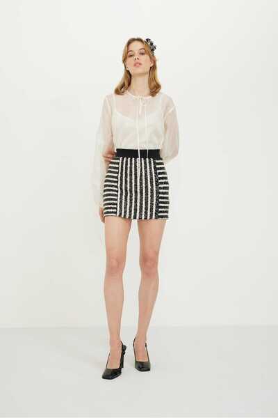 Roman Beli Lastikli Payet Mini Etek Standart Renk K2315099_089