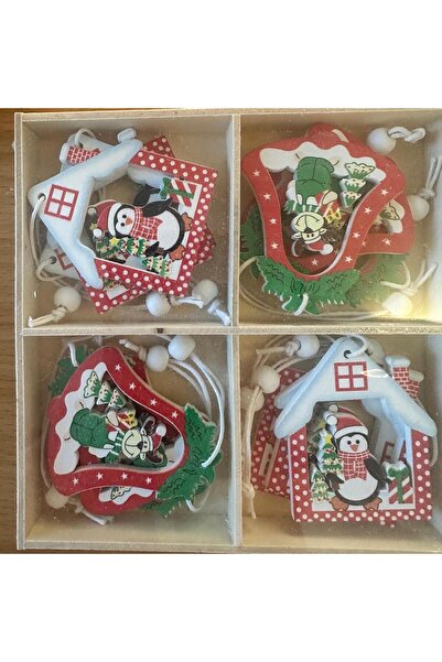 Zigver noel ahsap kolye kar tanesı noel ağacı kardan adam askı süsleri 12adet...