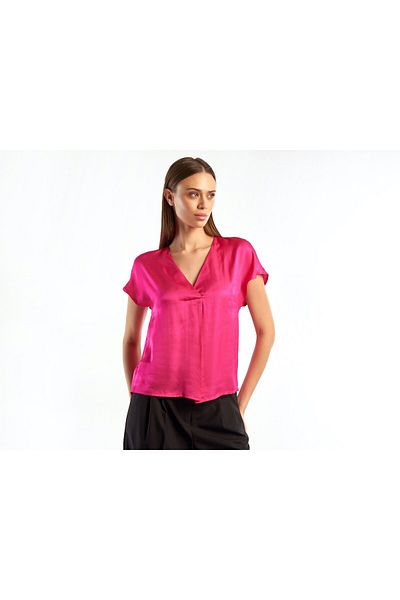 United Colors of Benetton Bluză de damă vâscoasă cu decolteu în V fucsia