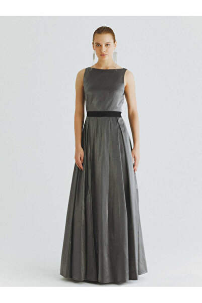 Roman Sırt Detaylı Nişan Elbisesi Gri K2011361_004