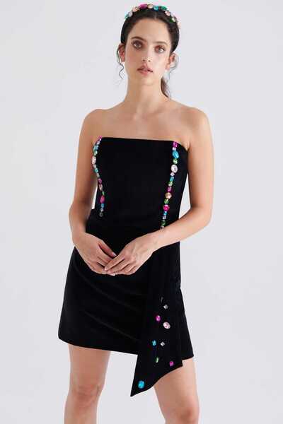 Roman Taşlı Kadife Büstiyer Siyah K2314006_001