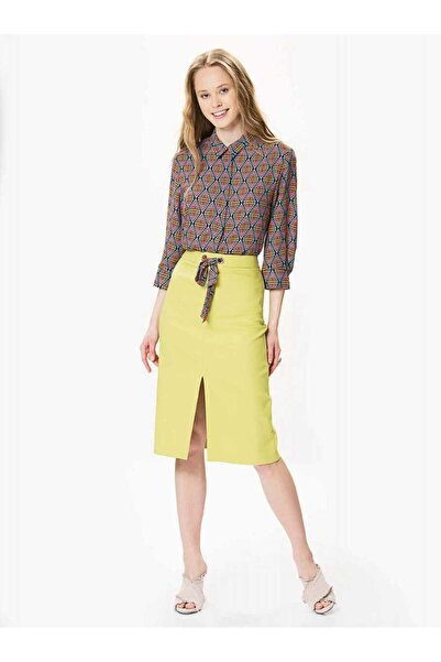 Roman Yırtmaç Detaylı Kadın Etek Fıstık Yeşili Y9915003_042