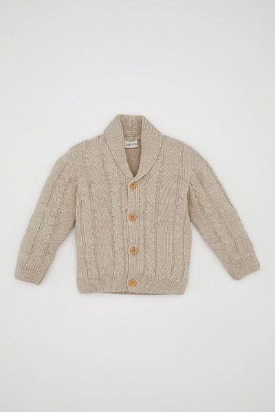 DeFacto Baby Boy Knitwear Shawl Collar Basic Buttoned Cardigan C8860A524Au