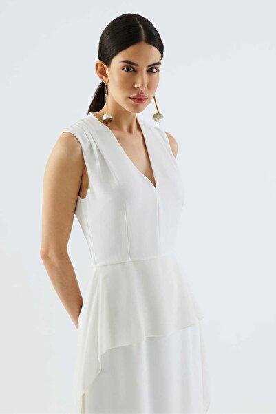 Roman Yırtmaçlı Abiye Elbise Krem Y2211323_047