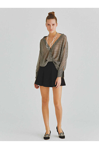 Roman Derin Yaka Desenli Bluz Standart Renk K2013187_089