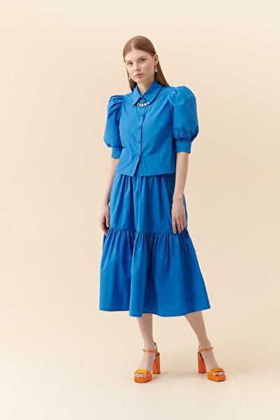 Roman Balon Kol Gömlek Mavi Y2313585_036