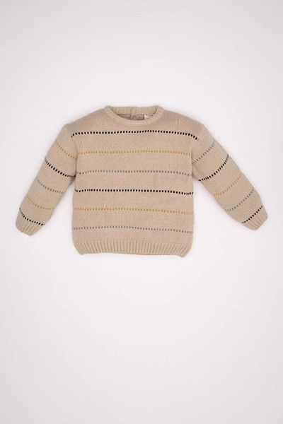 DeFacto Baby Boy Crew Neck Striped Knitwear Sweater C8872A524Au