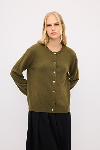 adL Önü Düğmeli Kaşmir Karışımlı Triko Hırka