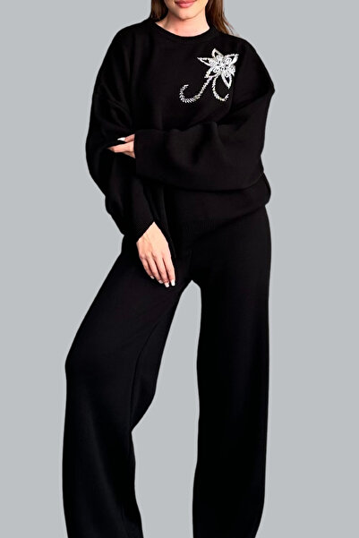 mefru المرأة مطرز سترة السراويل تريكو زوجين البدلة