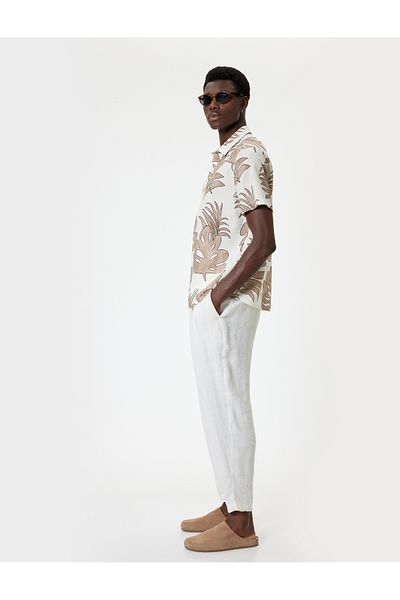 Koton Leaf Patterned Short Sleeve Hawaiian Shirt